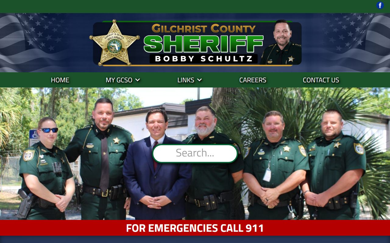 Gilchrist County Sheriff's Office home page used to reach the Gilchrist County inmate population roster