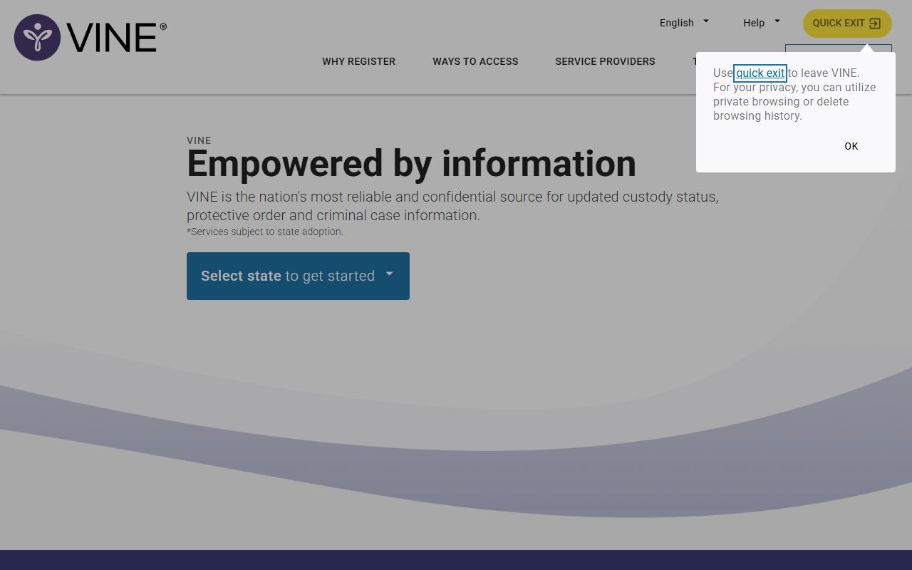VINELink custody status lookup for Gilchrist County inmate population notifications